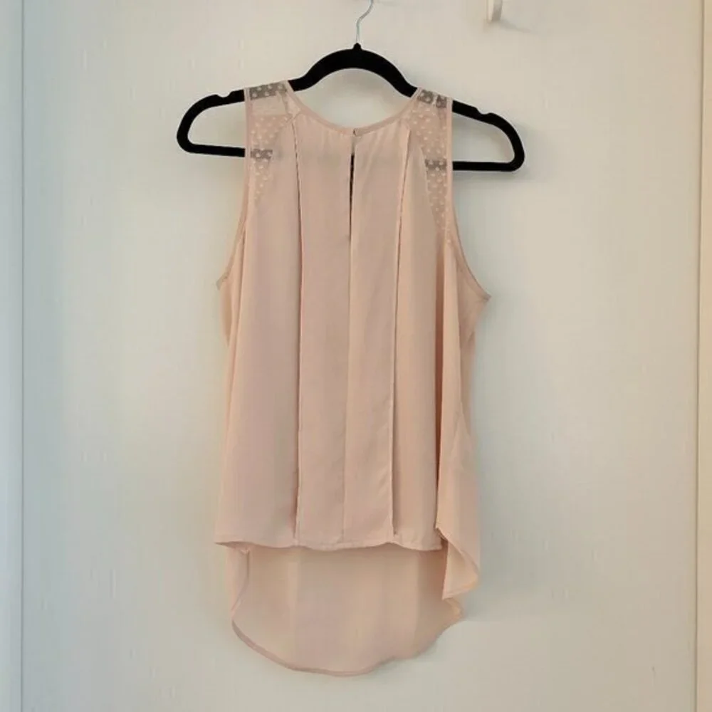Anthropologie Maeve Blush Pink Swiss Dot Hi Lo Sleeveless Blouse Size 2